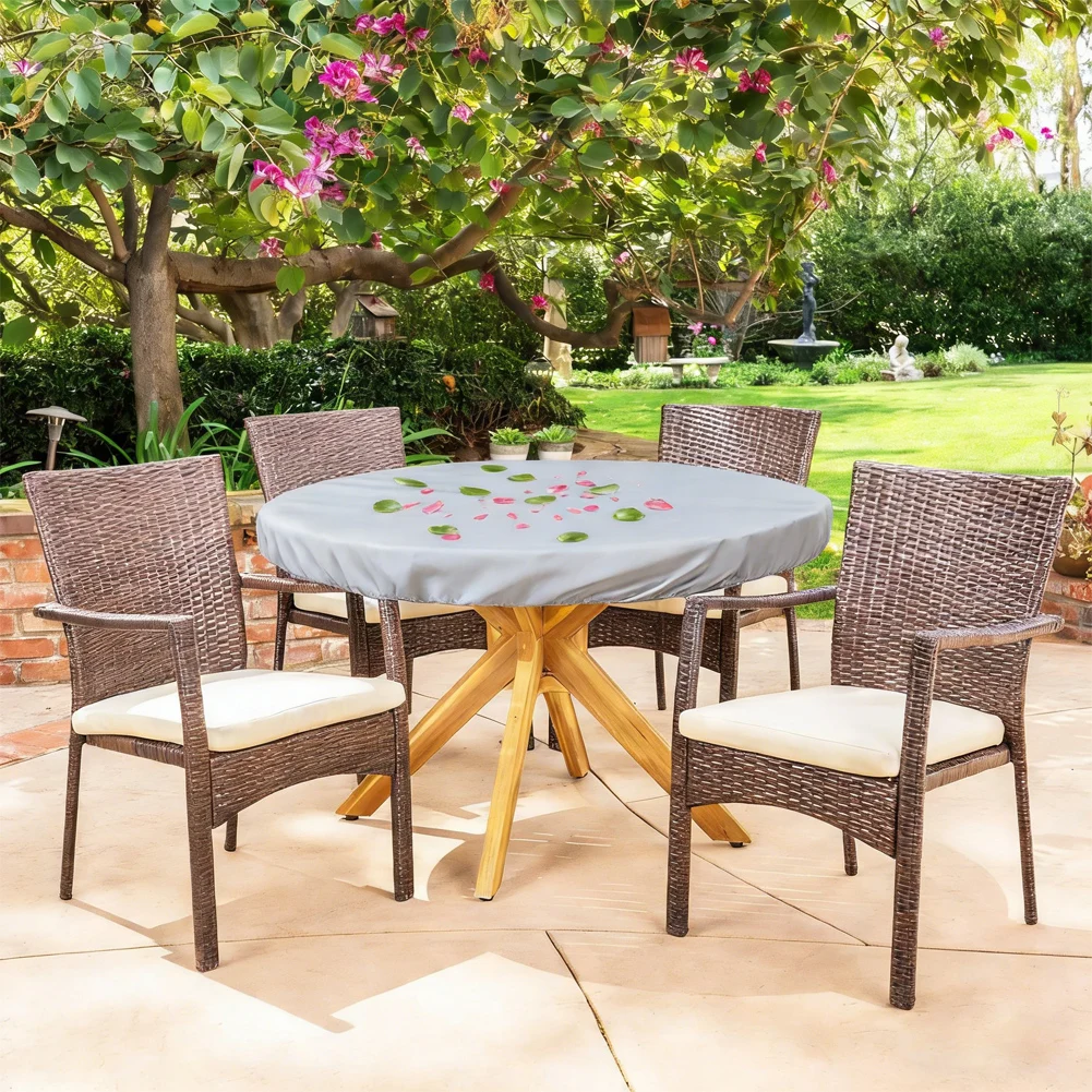 

Outdoor Round Table Cover Waterproof UV-Resistant Patio Coffee Table Cover Weatherproof Table Top Protector Furniture Cover