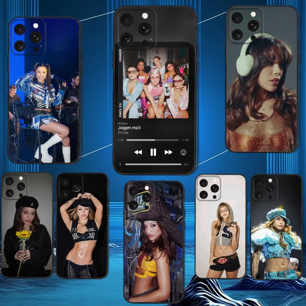 

Emilia Mernes La Playlist Phone Case For iPhone 16,15,14,13,12,11 Plus,Pro Max,XS,X,XR,SE,Mini,8,7,Soft Silicone Black Cover