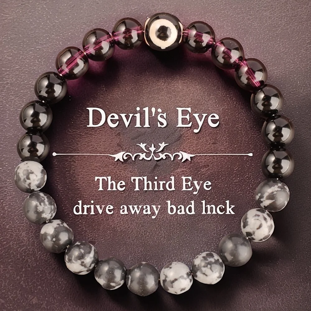 Eye Bracelets for Women Cute Spring Summer Beach Holiday Jewelry Natural Stone Beads Bangles Purple Black Gray Beads Bracelts