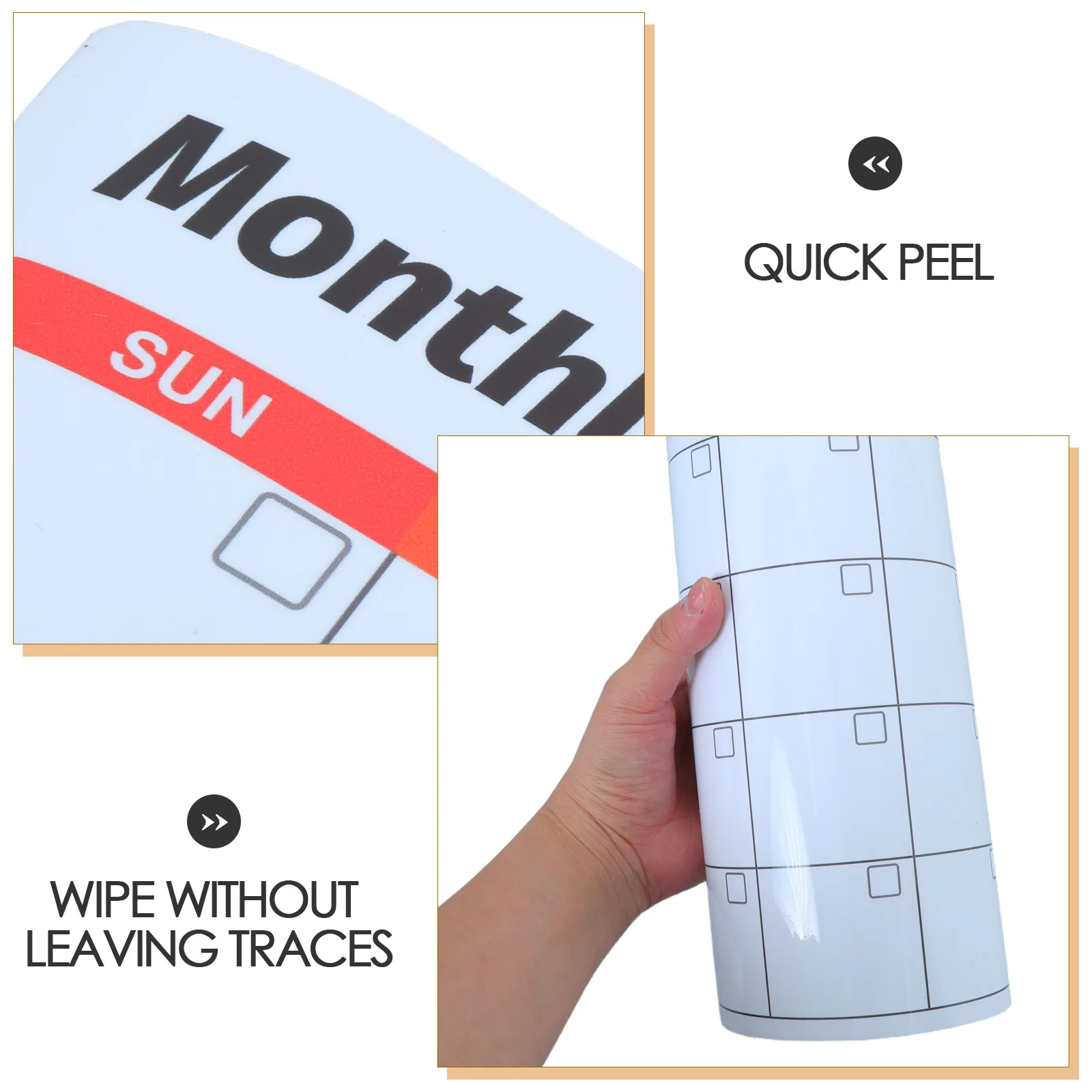 12X16In Dry Erase Whiteboard Sticker Removable Adhesive Calendar Planner For Wall Monthly Organizer Decal Reusable Message Board