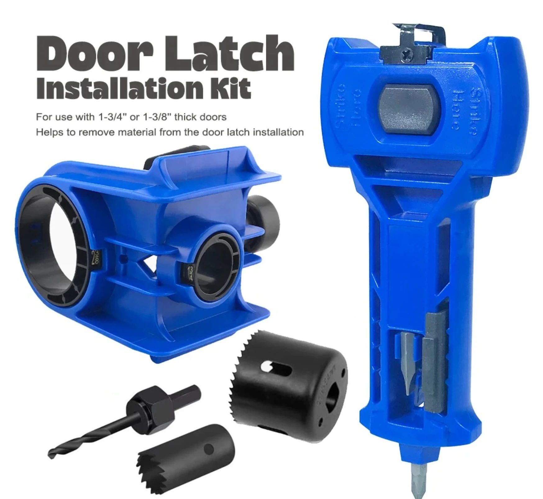 Professional Door Lock Installation Kit, Ball Lock Hole Opener & Mortise Tool Jig for Wood Doors (1-3/4