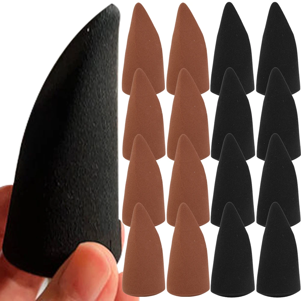 2 STKS Nieuwe Precisie Make-up Spons Zwart Bruin Nat en Droog Gebruik Zachte Spons Poederdonsjes Vingertoppen Cosmetische Bladerdeeg Gemakkelijk te gebruiken Gereedschap