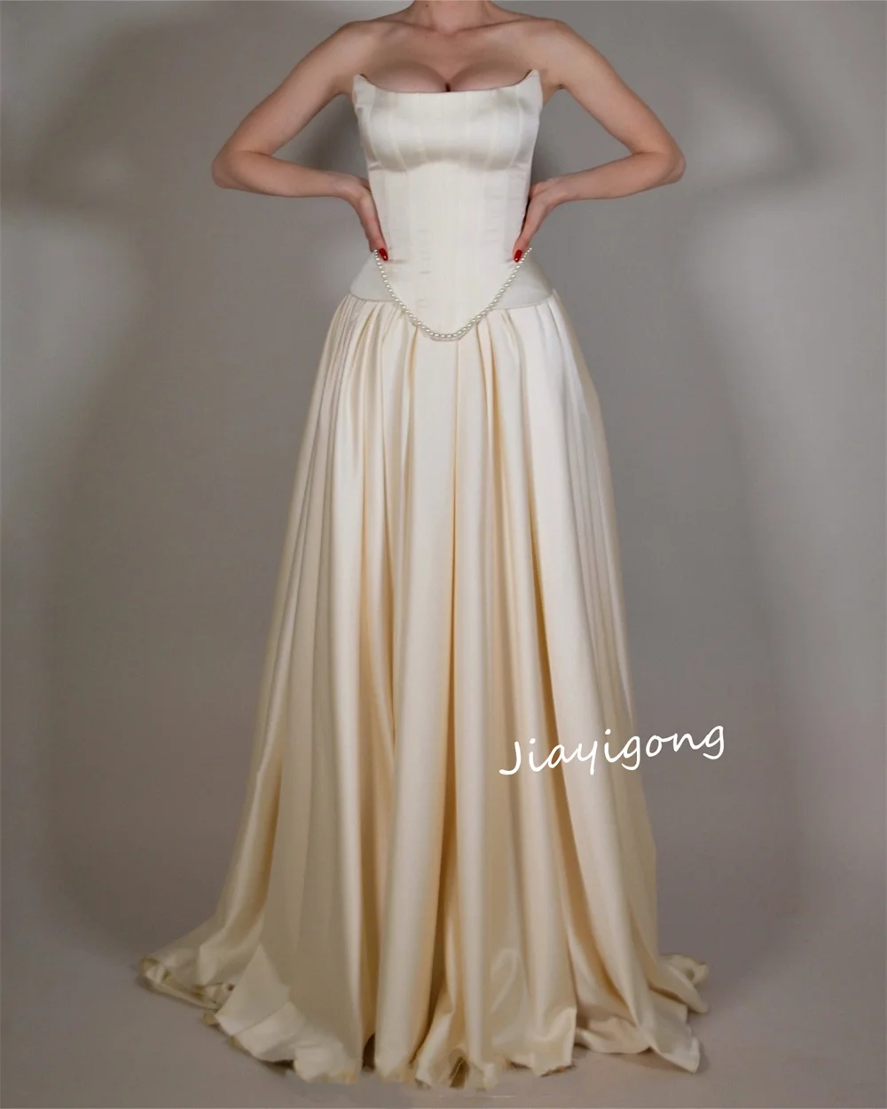 Customized Elegant Ribbon Pleat A-line Strapless Long Dresses Bespoke Occasion Dresses Fashion Unisex Saudi Arabia