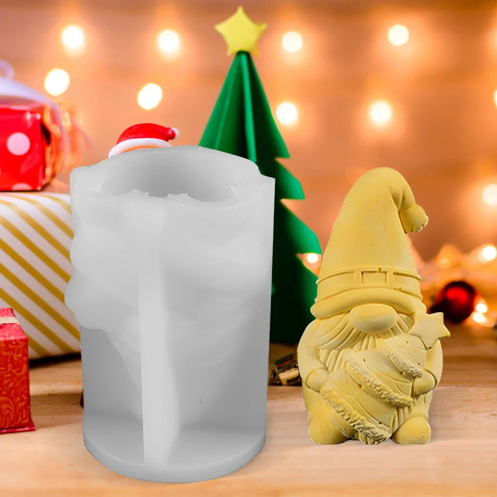 2Pcs Silicone Gnome Moulds Gnome & Snowflake Mold Aromatherapy Candle Mold Christmas Goblin Casting Mould for Xmas Supplies