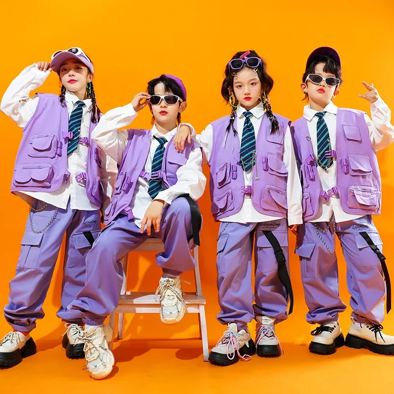 Children's Street Dance and Hip-hop Performance Costume Set, Girls' Jazz Dance Costume, Boys' Hip-hop Fashion Runway Costume