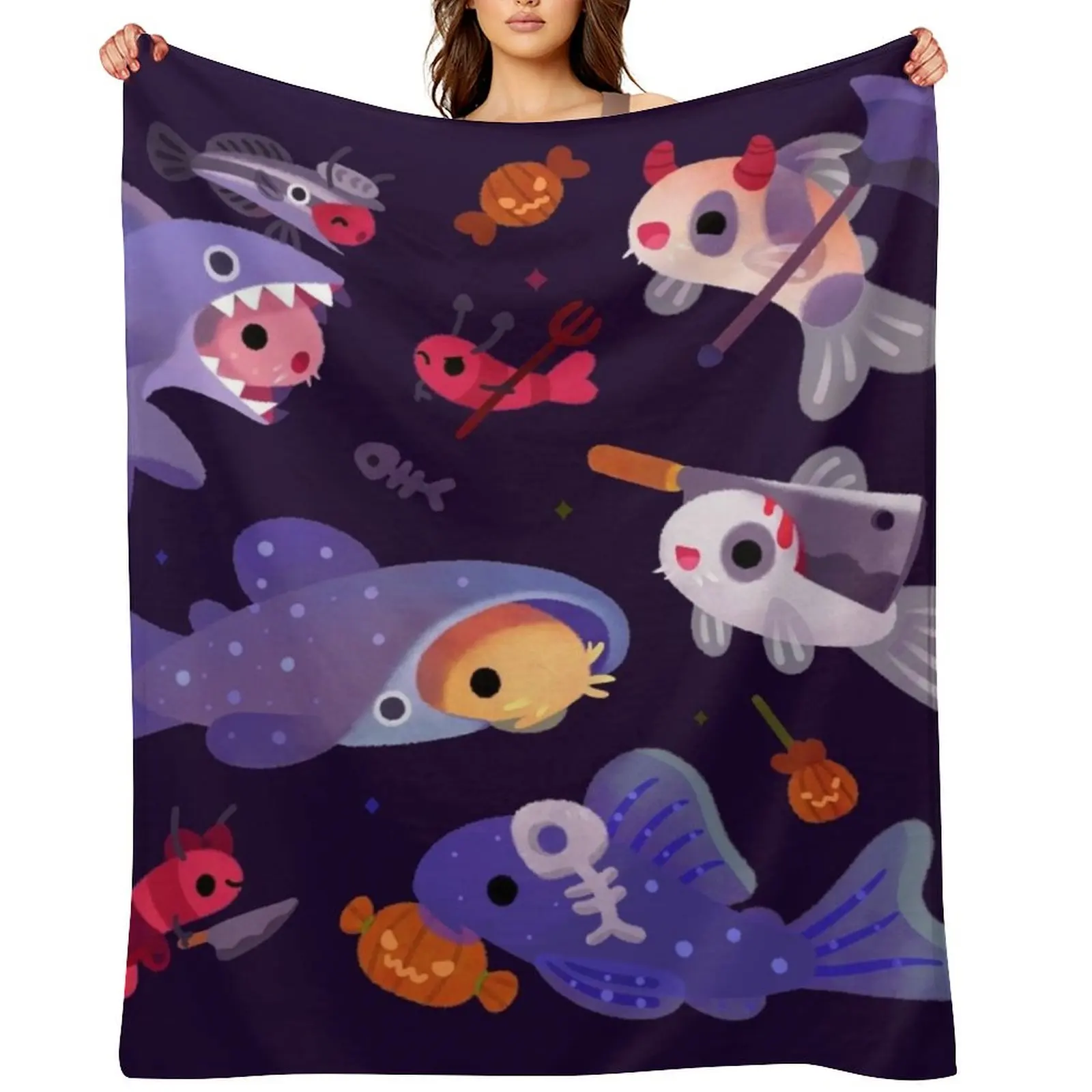 

Spooky Cory cats Throw Blanket halloween Summer Beddings decorative Bed linens Blankets