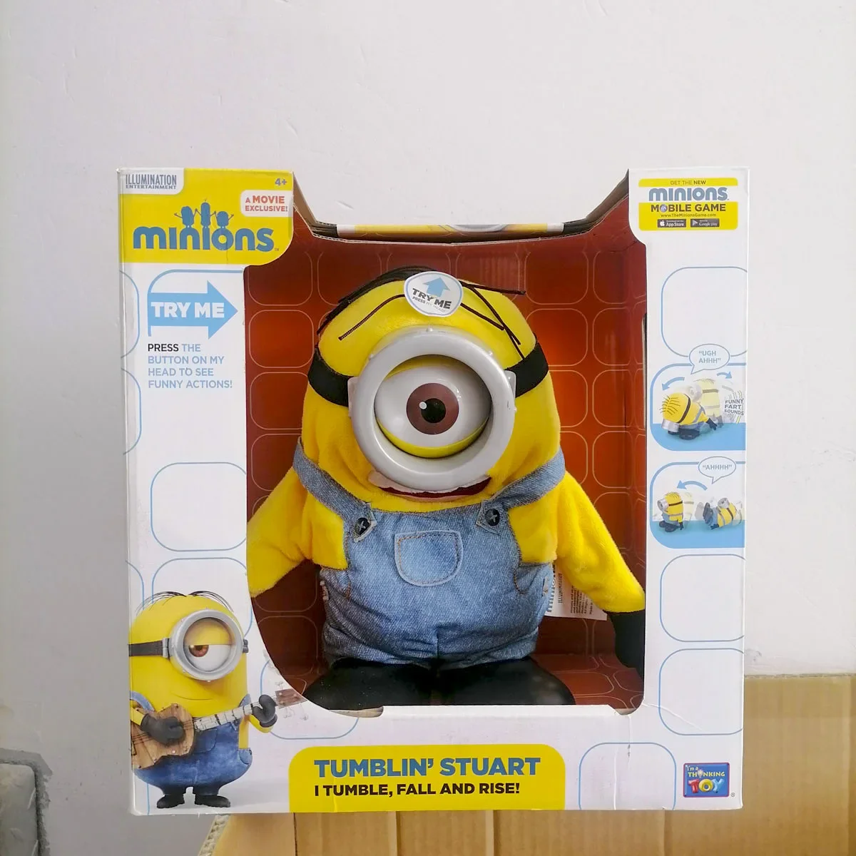 

Minions Tumblins Stuart Fall and Rise Voice Doll Gifts Toy Model Anime Figures Collect Ornaments