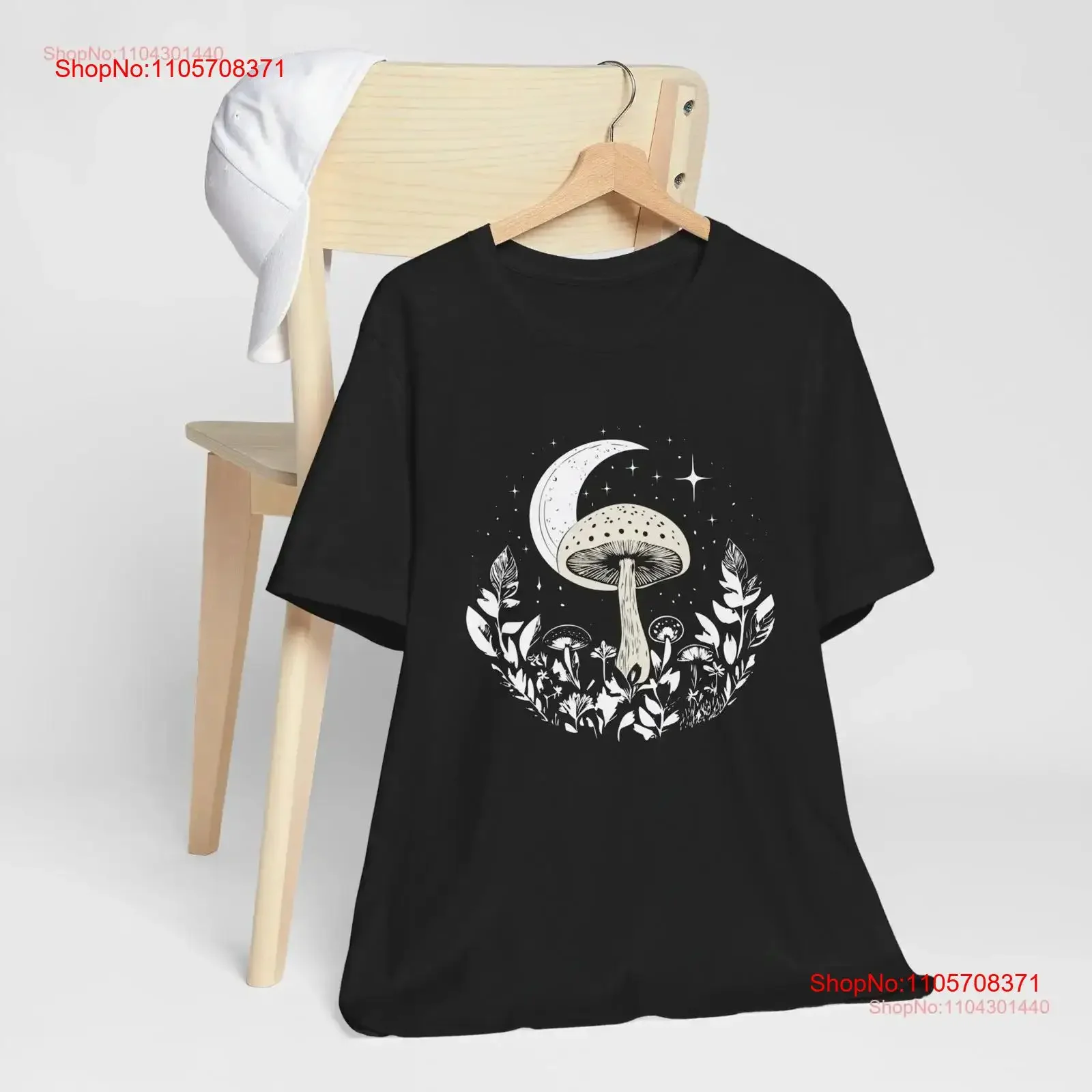 Mushroom Moon Crescent Floral T Shirt Cottagcore Aesthetic Botanical Retro Fairycore Shroom Fungi Lunar Nature Womens Fashion