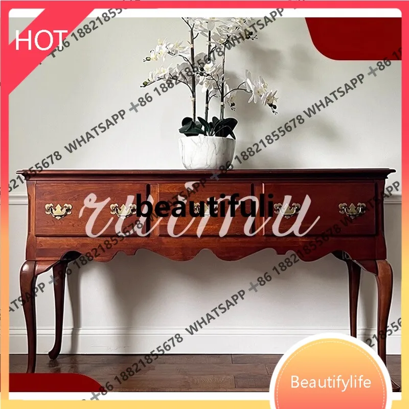 

D07 Medieval carved entrance cabinet, living room partition cabinet, French retro foyer decorative cabinet