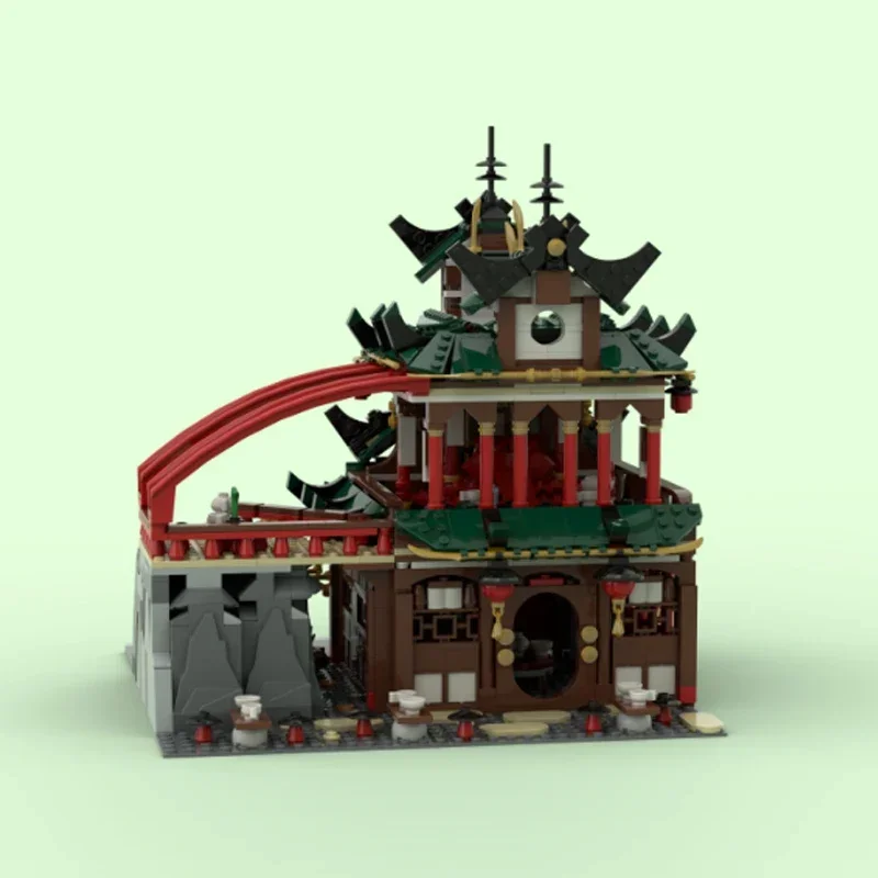 htmoc Restaurant temple house City Street Views Chinese Architecture Building Block Model archway gateway Pavilion DIY Brick Toy