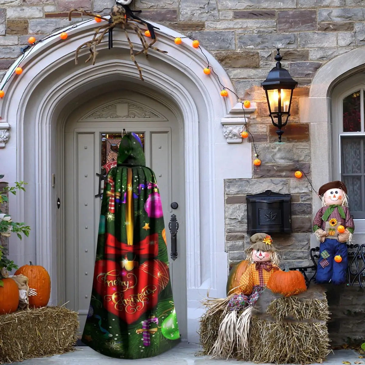 يوم عيد الميلاد عيد الميلاد عباءة طويلة مقنعين الساحرة القرون الوسطى زي تأثيري كيب هالوين معطف الكبار للجنسين