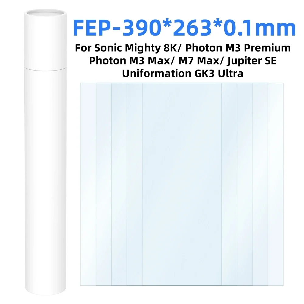 5Pcs FEP Film 390x263x0.1mm For Phrozen Sonic Mighty 8K Sonic Halot Mage Photon M3 MAX Jupiter SE UV resin LCD 3D Printer Parts