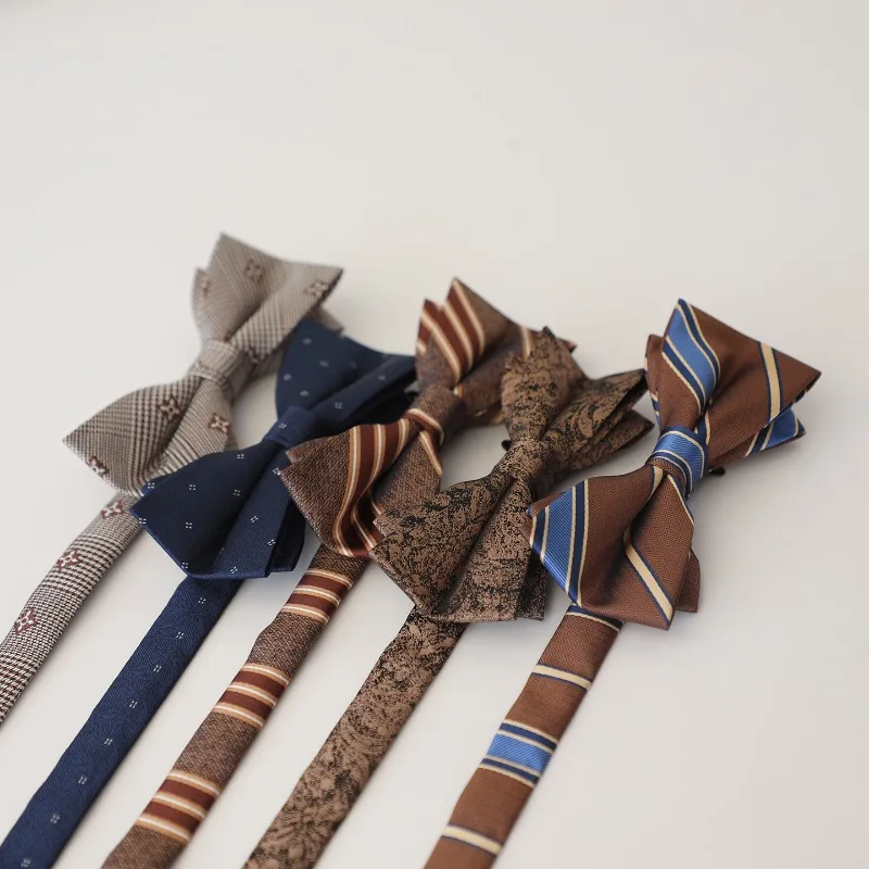 Vintage Formal Men Bow Tie, Korean Style Striped Jacquard Pattern Gentleman Bowtie For Business, Workplace And Banquet Events