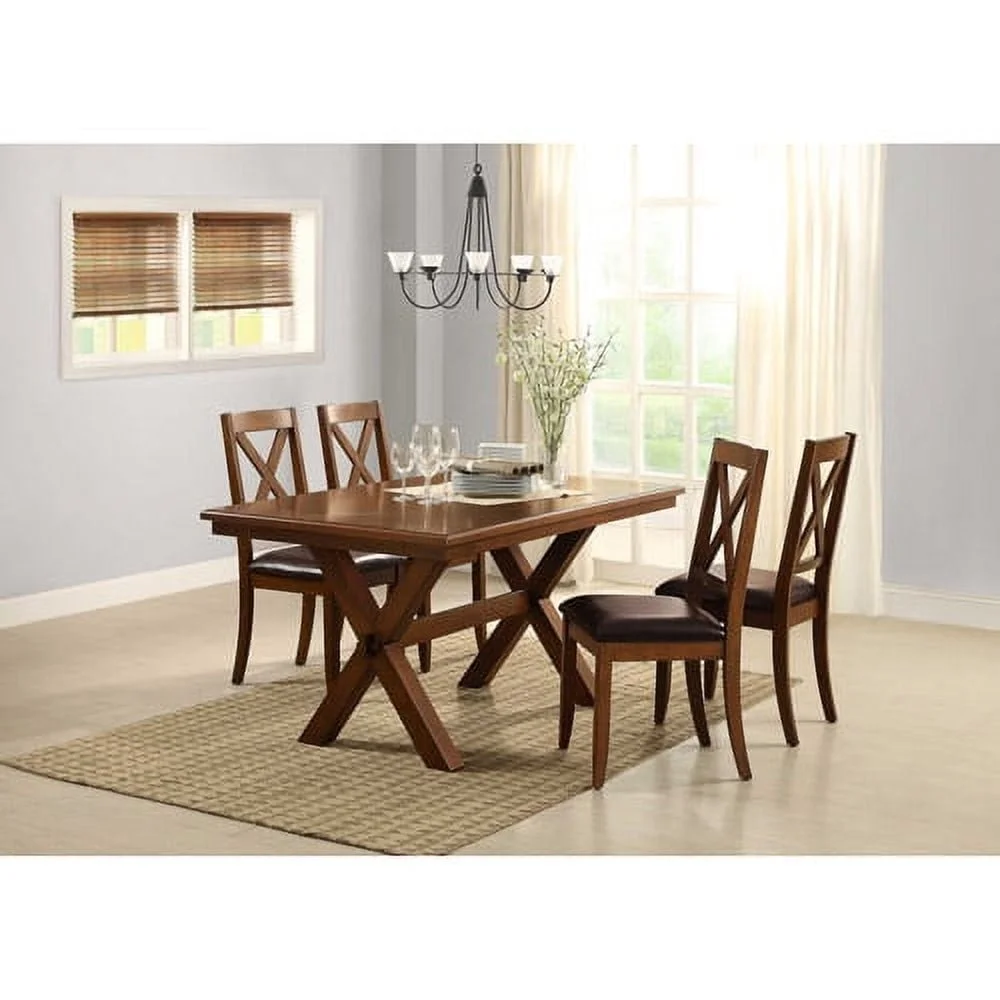 Set of 2 Stylish Brown Dining Chairs Sturdy Solid Wood Construction Multi-step Finish Dining Room Kitchen Home Office