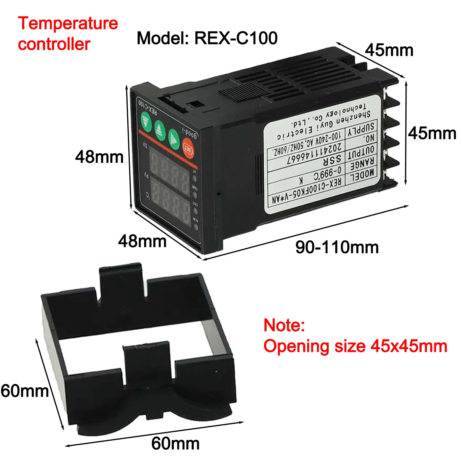 1Set REX-C100 Digital RKC PID Thermostat Digital Temperature Controller REX-C100 Output 40DA SSR Relay K/J Screw 1m Thermocouple