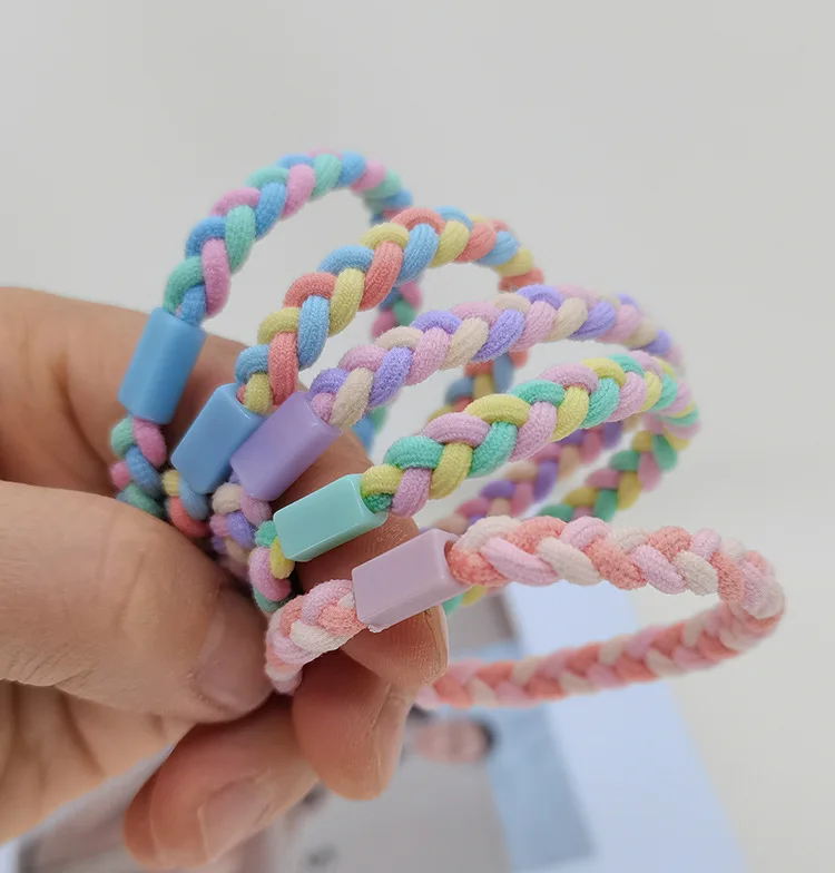 50 PCS Korean Colorful Elastic Braided Hair Ties Scrunchies for Women Girls Ponytail Holder Hair Rings Rope Accessories