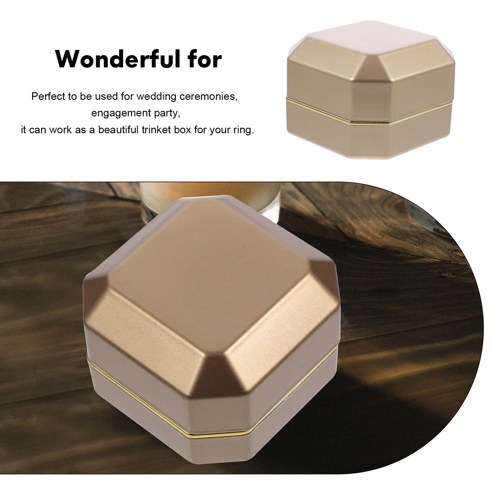 

Engagement Ring Case Wedding Holder Rings Supplies Octagon Boxes Ceremony Decorations Golden for