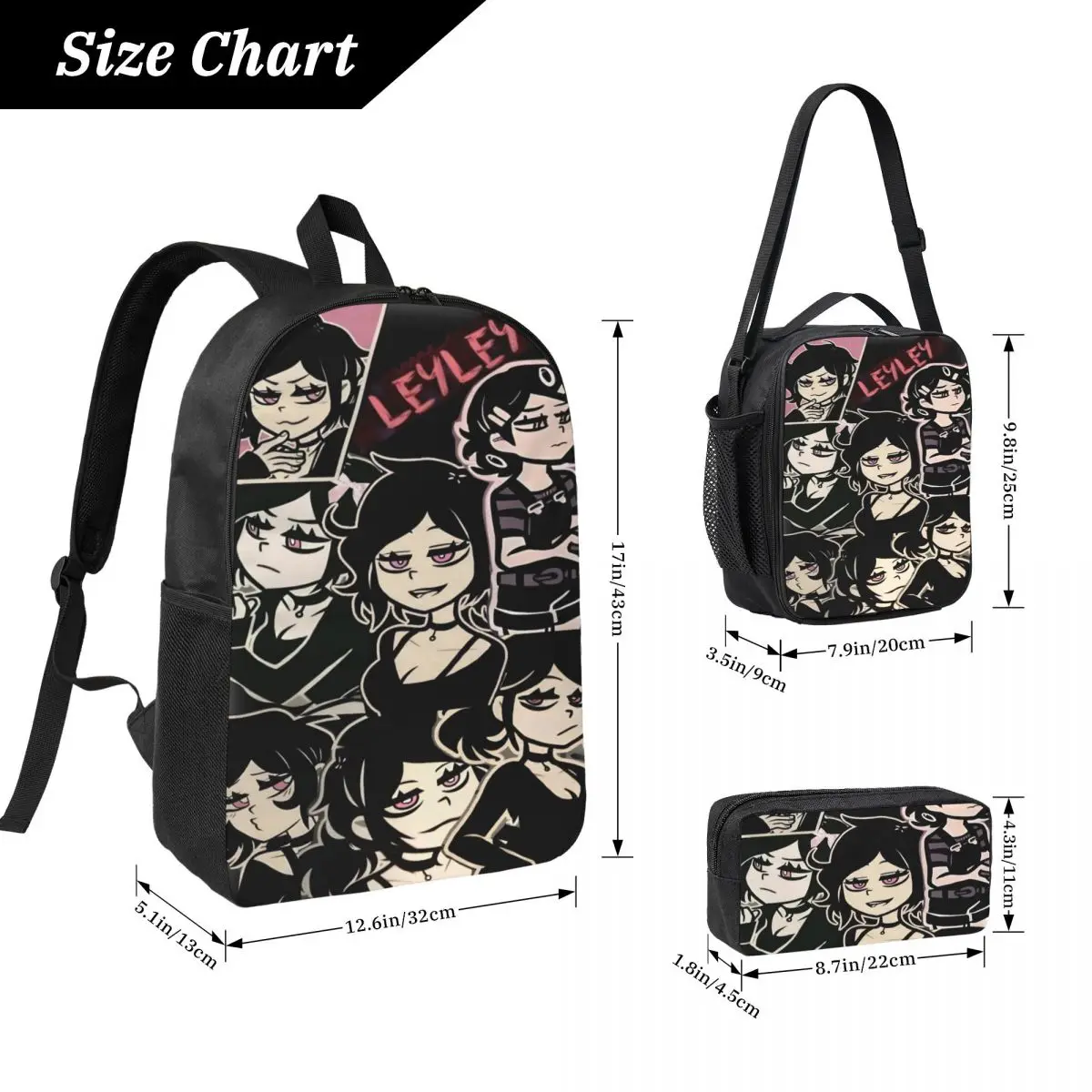 3Pcs The Coffin Of Andy And Leyley Games Backpack Set for Girls Boys Pencil Boxes Bookbag Sets with Lunch Box
