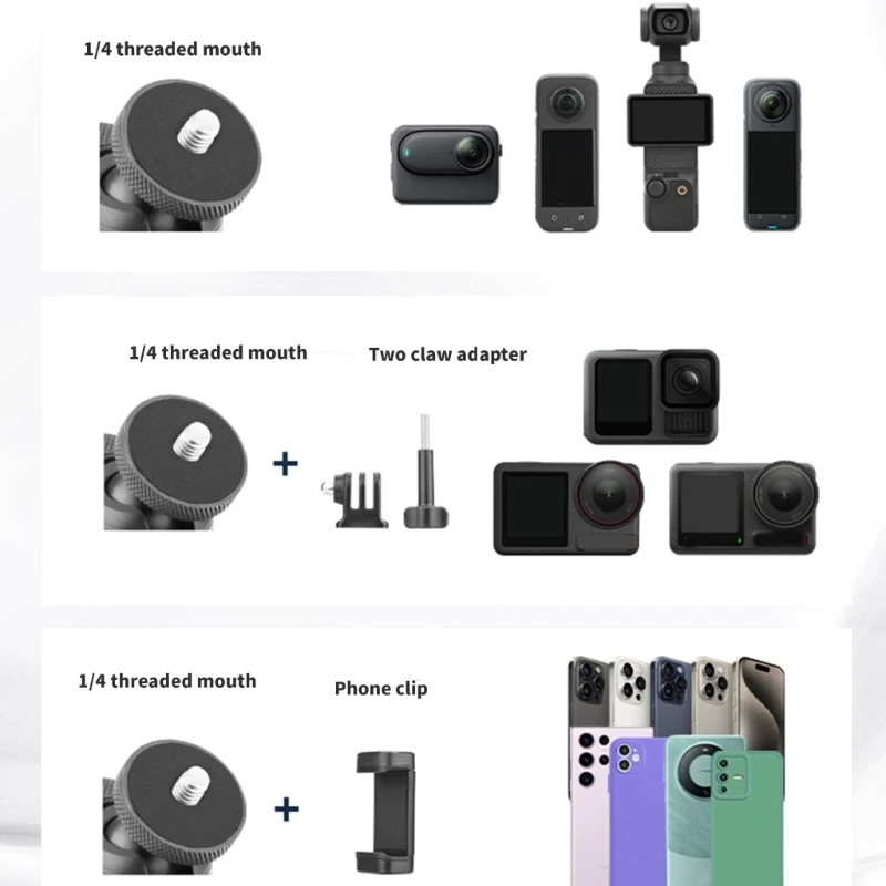 حامل كاميرا مغناطيسي يدور 360 درجة للعمل 5 حامل حامل تثبيت محمول مع محول 1/4 بوصة