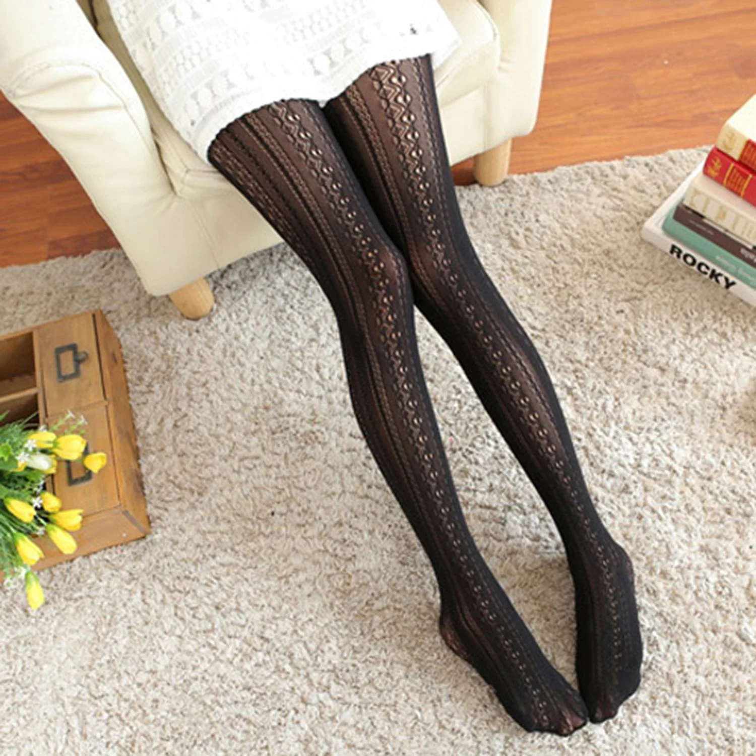 1 Pair of Women Lolita Tights Lace Stockings Woman Autumn Hollow Out White Female Pantyhose Stockings Tattoo Tights Net Pants