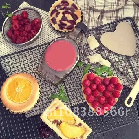 

Bakeware Accessories Pie Tart Pan Mold Removable Bottom Cake Candy Pastry Tool Heart-Shaped Rectangular Wave Side Molds