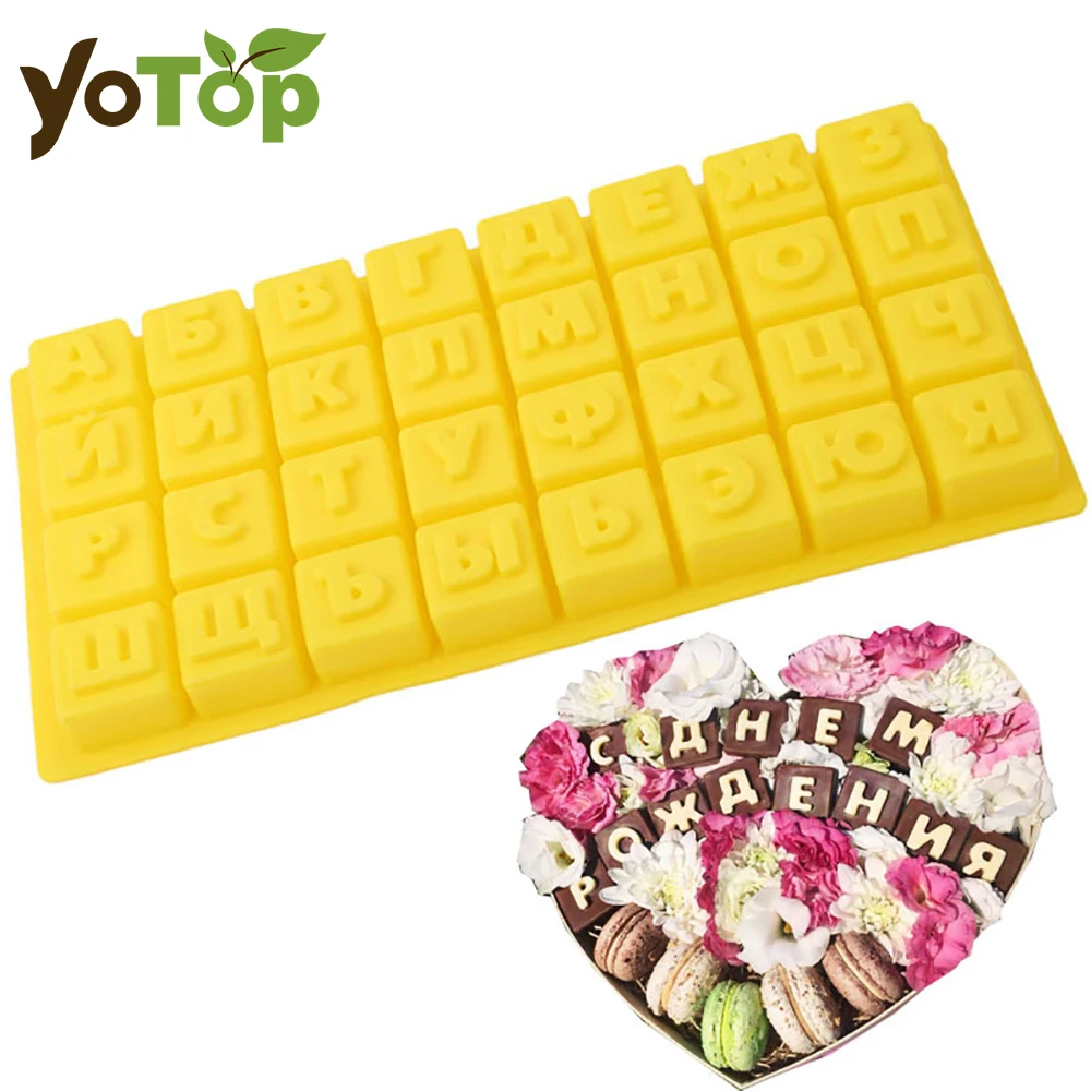 3D Russian Alphabet Silicone Mold Letters Chocolate Mold Cake Decorating Tools Tray Fondant Molds Jelly Cookies Baking Mould