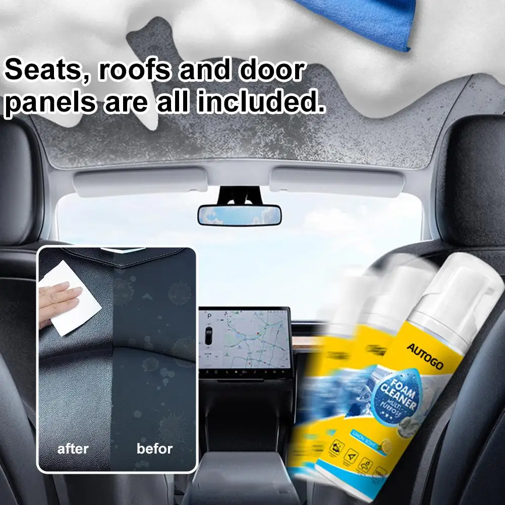 150ml Powerful Foam Cleaner Multi-Purpose Car Interior Cleaner Spray For Leather Seat Carpet No-Rinse Deep Cleaning Kit