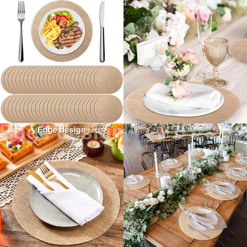 

Осенние салфетки из мешковины, упаковка из 100 шт., многоразовые круглые коричневые настольные коврики для украшения стола в деревенском стиле и повседневной столовой