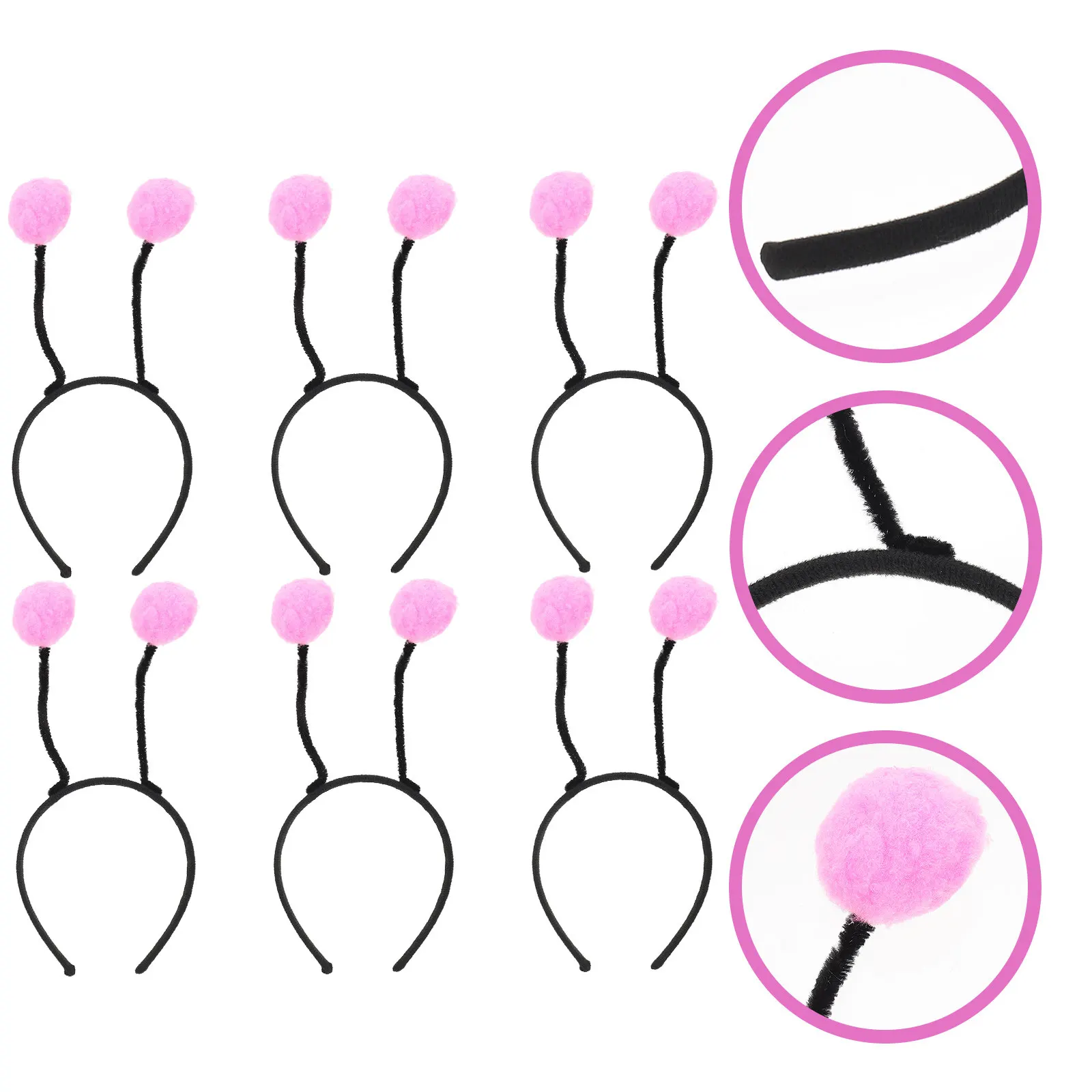 

6Pcs Hair Ball Headband for Women Party Cosplay Festival Valentine Halloween Christmas Gift Soft Comfortable Non Slip
