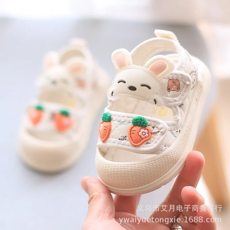 

Summer Soft-Soled Baby PVC Sole Casual Shoes Children Head-Covering Rabbit Walking Sandals Kids Beach Water Shoes Outdoor Sandal