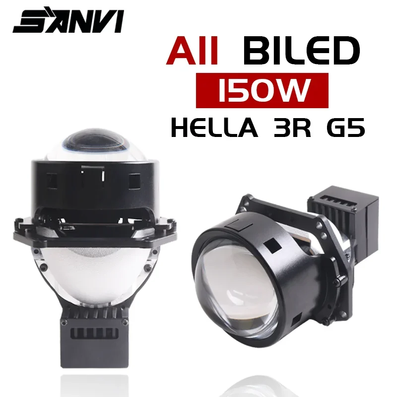 SANVI A11 Bi Led Projector Lenses Angel Eyes Shrouds for Hella 3R G5 Hole Retrofit H4 H7 9005 9006 Car Lamp Retrofit Auto Parts