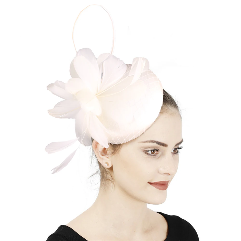 Women's Feather Hair Clip Bridal Wedding Casual Fascinators Hat Pillbox Cocktail Party Church Headwear
