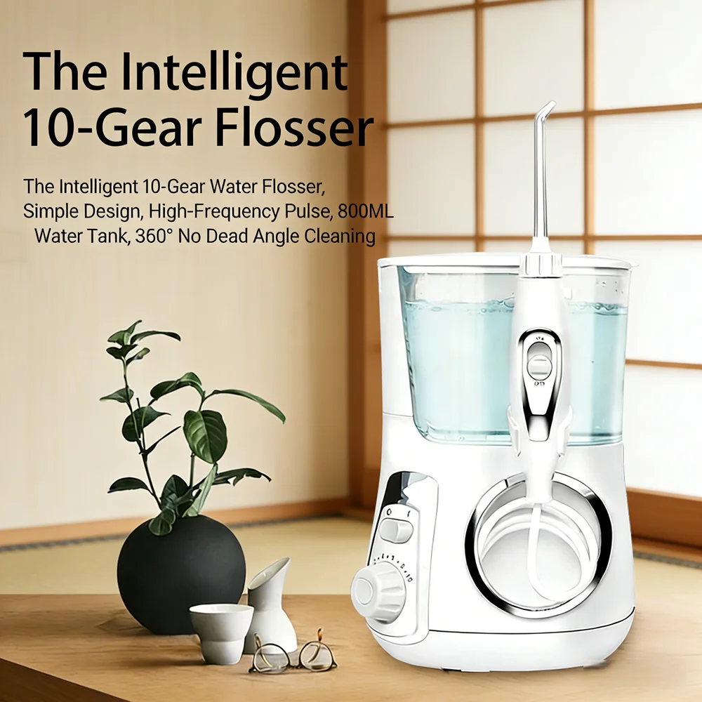 

Электрический ирригатор для полости рта 800 мл, 10 режимов, 5 насадок, настольный, для свежего дыхания