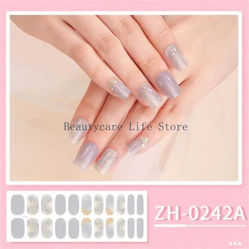 652C 1 Sheet Full Wraps Decals Polish Strips Stickers DIY Glitter Adhesive Art Sticker for Women Girls