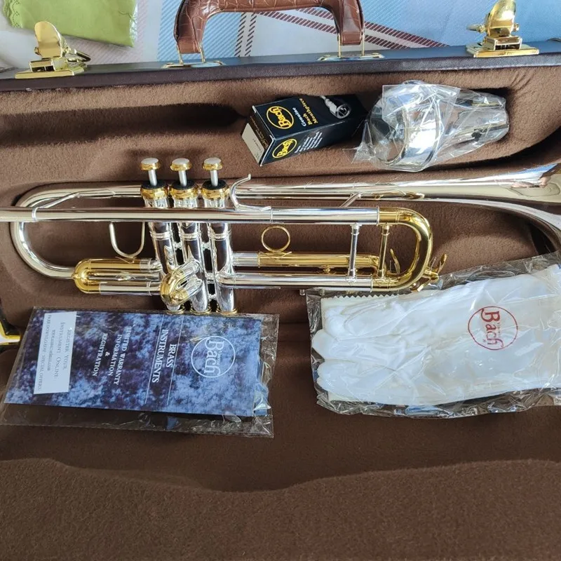 Stradivarius Top Baha Trumpet LT180S-37 Music instrument Bb Trumpet gold plated professional grade music Free