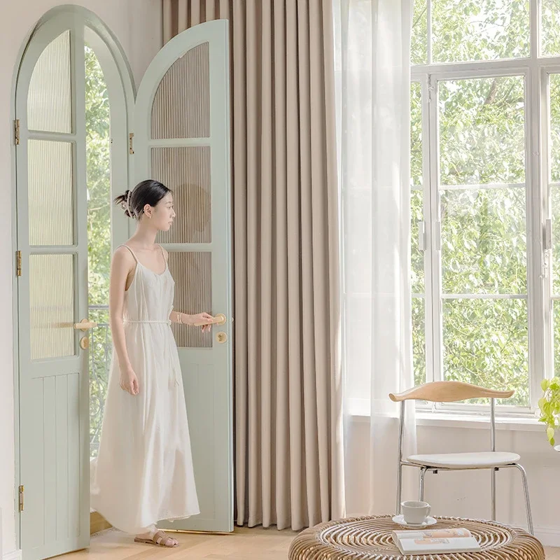 

Full Blackout Curtain Munich Milk Tea Sound Insulation Thermal Insulation Window Curtains For Living Room Bedroom Dining Decor
