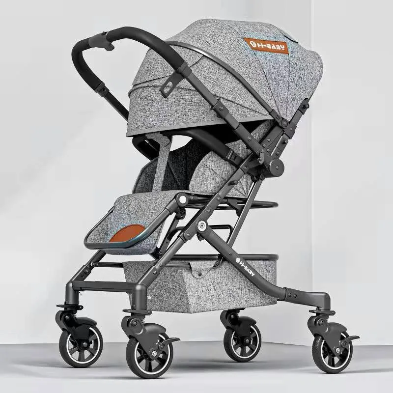 

Lightweight Four Wheel Baby Stroller Reversible Two Way Convertible Sitting and Lying Shock Absorbing Infant Pushchair