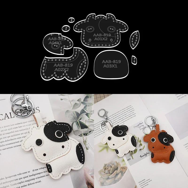 YOMDID DIY Leather Stencils Cartoon Cow Hanging Ornament Making Mold Decor Cute Pendant Acrylic Template Durable Leather Tools