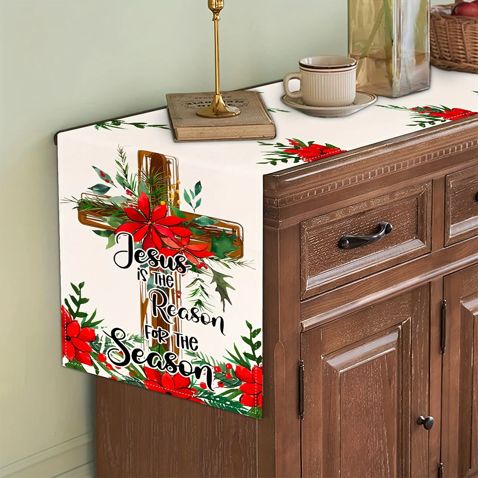 

VIKAMA Christmas Table Runner Festive Party Decorative Table Runner & Tablecloth Table Top Ornamental Decoration