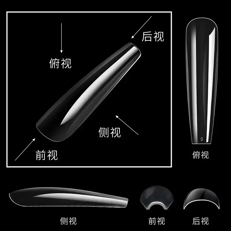 550pcs 5XL 긴 스틸레토 아크릴 네일 팁 하프 커버 UV 젤 DIY 폴란드어 네일 아트 도구 규모 인공 네일 몰드