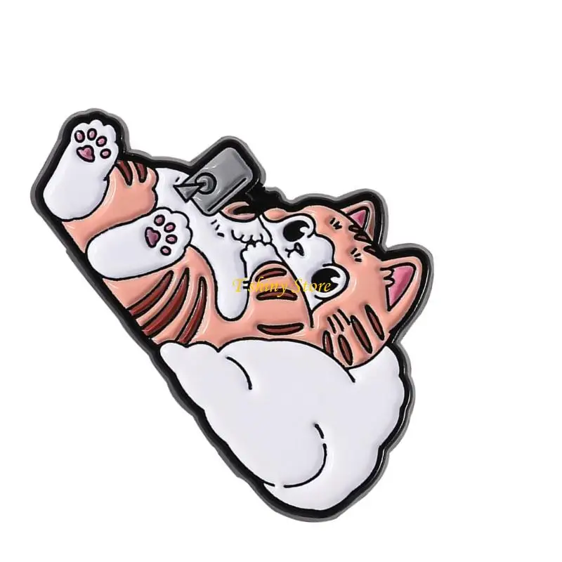 N58F Stylish Feline Shaped Brooch Rust Resistant Zinc Alloy For Everyday Accessorizing