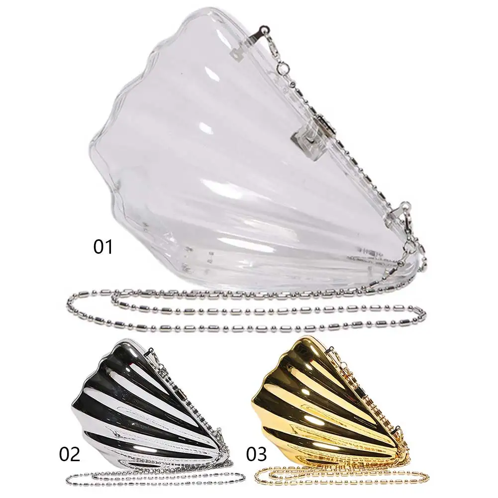 Acrylic Angel Wing Shell Purse Unique Shape Evening Clutch Bag Evening Shoulder Bag for Women for Wedding Party Prom