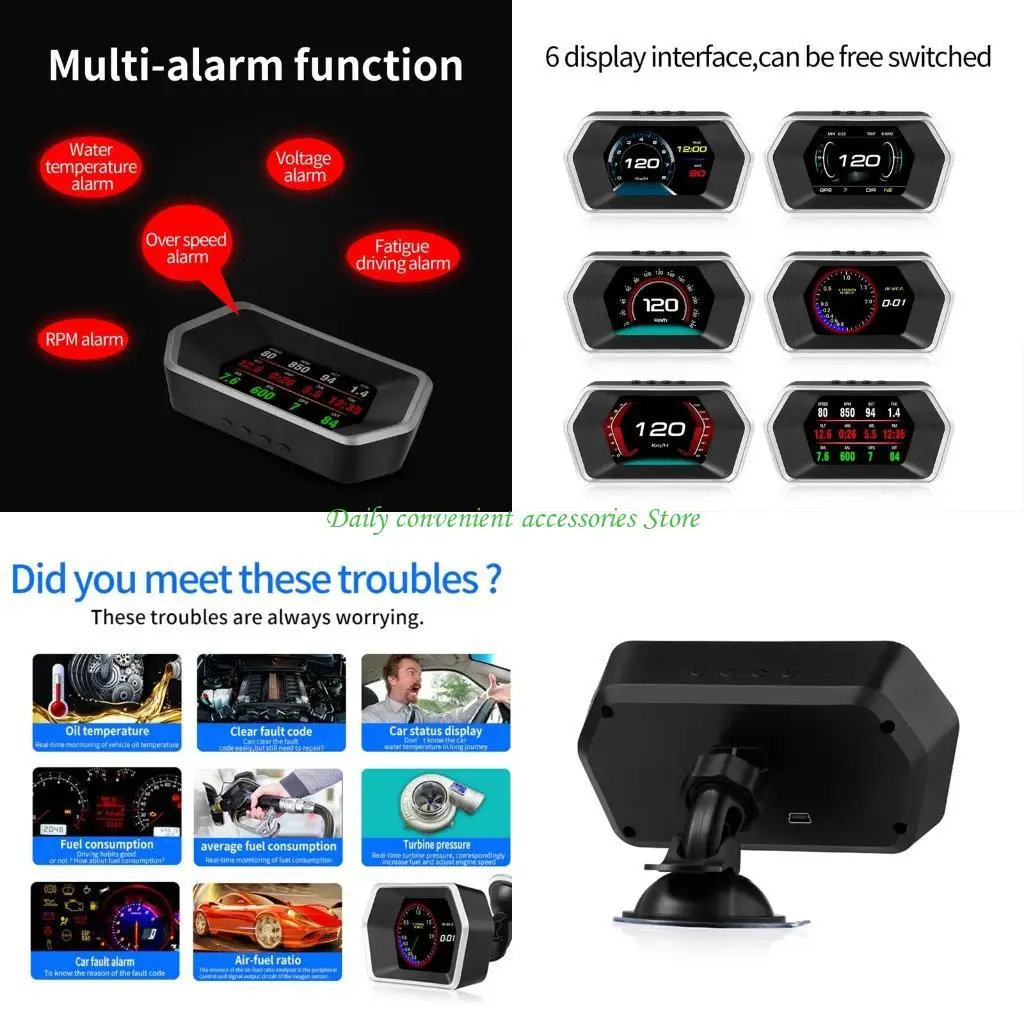 

97QB Дисплей с присоской, ЖК-дисплей OBD GPS, автоматический HUD-монитор, многофункциональный проектор для большинства