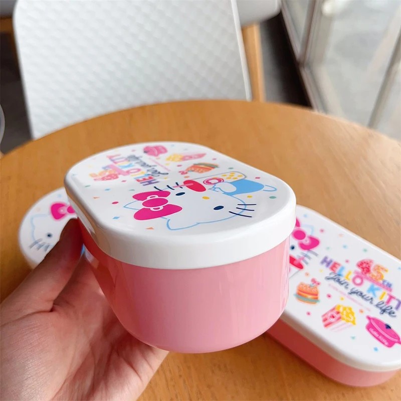 Hello Kitty Y2K Scatola di immagazzinaggio Sanrio Kawaii Anime Stampa Lunch Box Ragazza Cuore Dolce e carino Latte in polvere Divisore Scatola Desktop Regalo per bambini