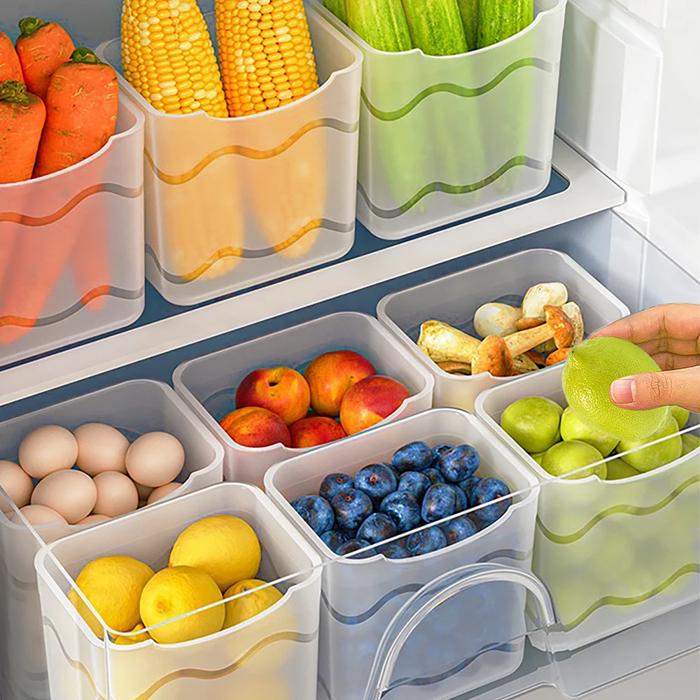 5/1Pc Fridge Side Door Storage Box Plastic Translucent Refrigerator Fresh Organizer Fruit Spice Food Container Boxes For Kitchen