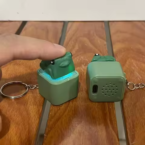Funny Frog Duck Keychain Rechargeable Keyboard Clicker Sound Keyring With LED Light For Stress Relief