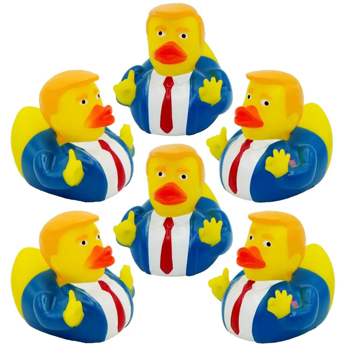 Pato de goma Donald Trump, 6 piezas, pequeño, 2,3 pulgadas, divertido, ideal para Jeep Ducking, regalo Trump 2024, juguete para bañera