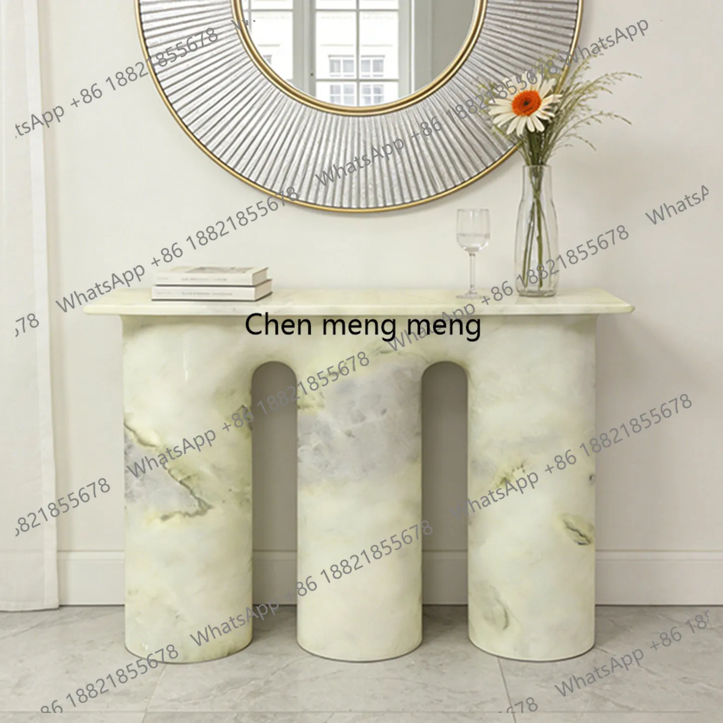 Modern simple natural marble entrance table designer living room home high-end aisle