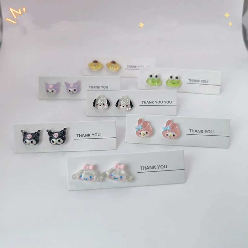 Süße Sanrio Hallo Kitty Zubehör Cartoon Schmuck Ohr stecker Anime Cinna moroll Melodie Kuromi Ohrringe für Mädchen Geschenk