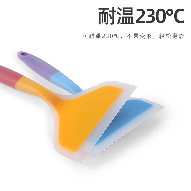 Transparent dual color silicone wide mouth frying shovel, semi transparent jade pot spatula, kitchen utensils, silicone spatula